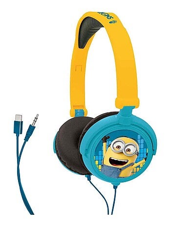 Auriculares estéreo plegables con cable de los Minions con limitación segura del volumen