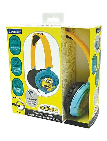Auriculares estéreo plegables con cable de los Minions con limitación segura del volumen