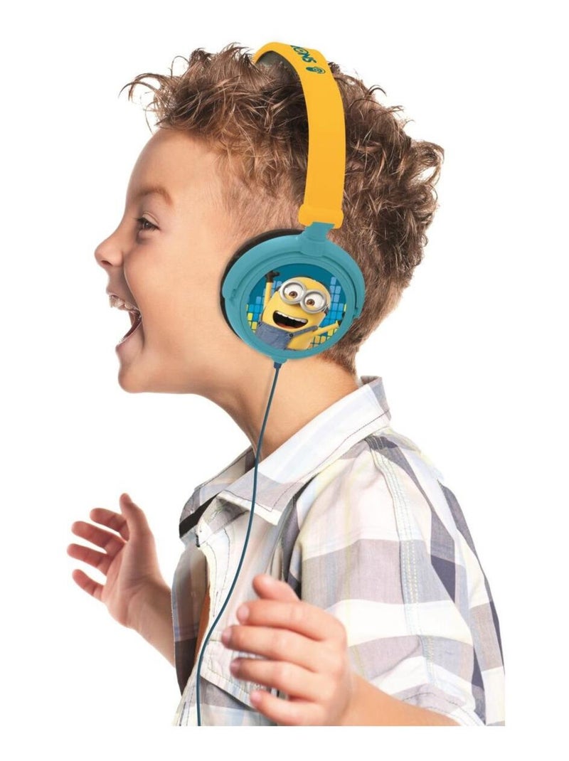 Auriculares estéreo plegables con cable de los Minions con limitación segura del volumen Azul - Kiabi