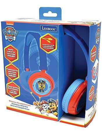 Auriculares estéreo plegables con cable paw patrol con limitación segura del volumen