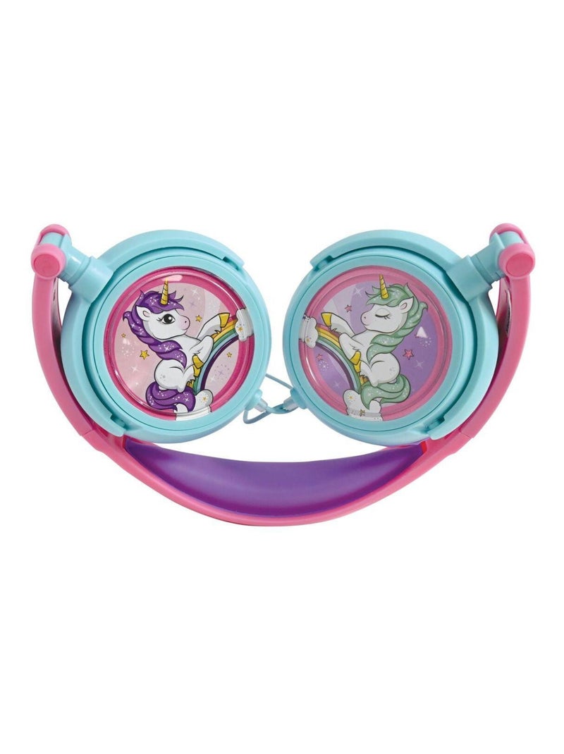 Auriculares estéreo plegables con cable Unicorn con limitación segura del volumen Rosa - Kiabi