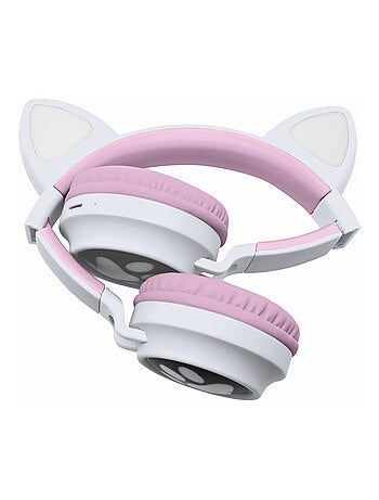 Auriculares inalámbricos recargables con forma de orejas de gato y luces
