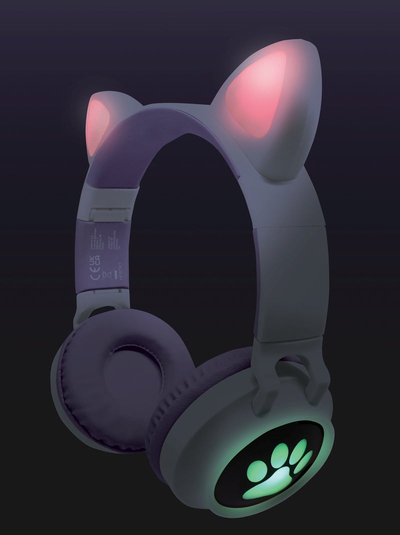 Auriculares inalámbricos recargables con forma de orejas de gato y luces Rosa - Kiabi