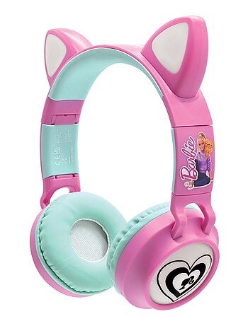 Auriculares inalámbricos recargables con luz en forma de orejas de gato Barbie
