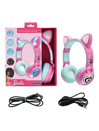 Auriculares inalámbricos recargables con luz en forma de orejas de gato Barbie