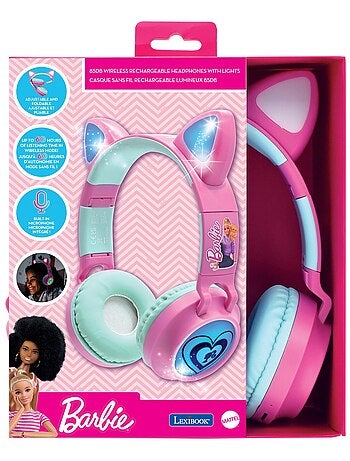Auriculares inalámbricos recargables con luz en forma de orejas de gato Barbie