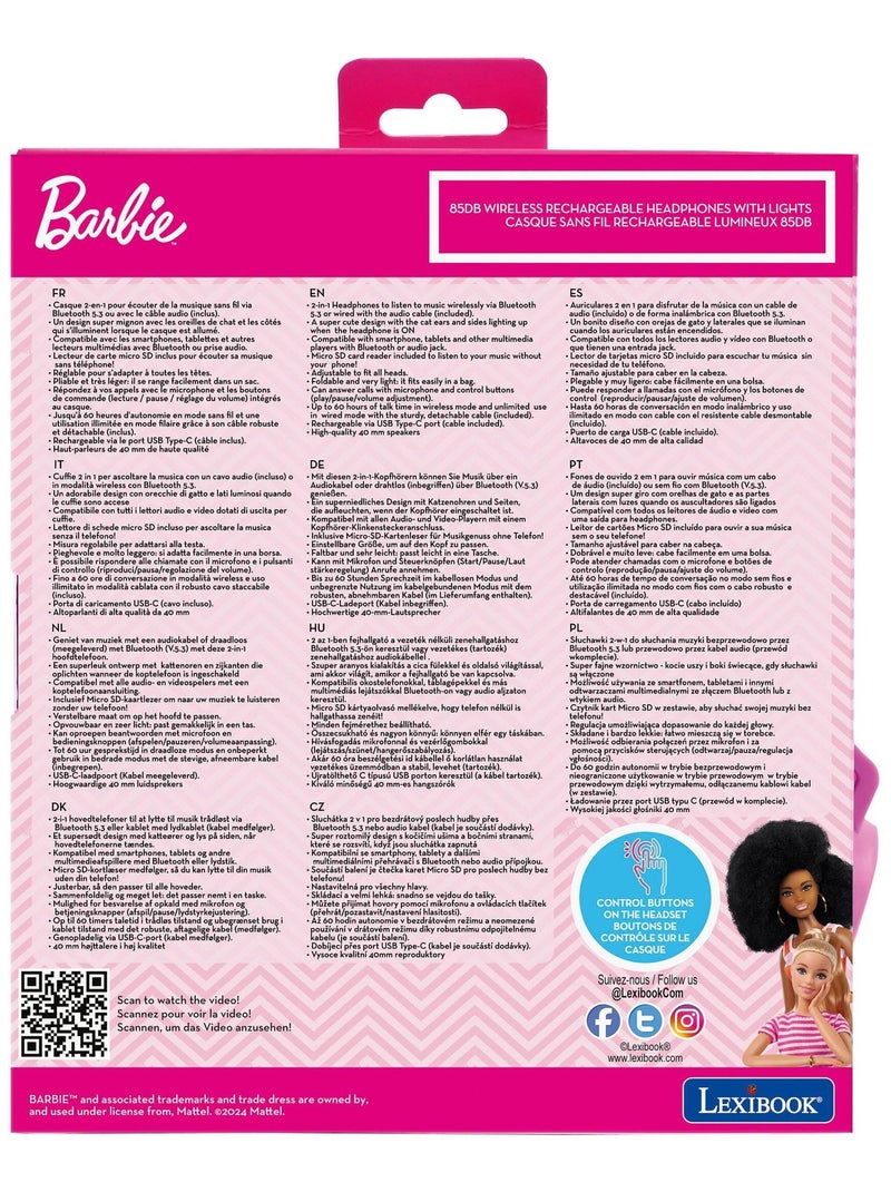 Auriculares inalámbricos recargables con luz en forma de orejas de gato Barbie Rosa - Kiabi