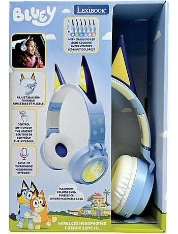 Auriculares plegables Bluetooth® y con cable de diseño 3D Bluey con limitación segura del volumen