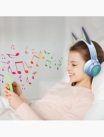 Auriculares plegables Bluetooth® y con cable de diseño 3D Bluey con limitación segura del volumen