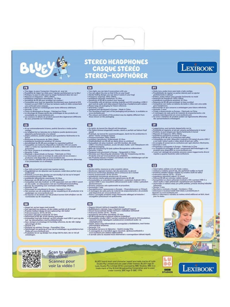 Auriculares plegables con cable Bluey con limitación segura del volumen Azul - Kiabi