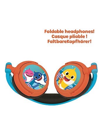 Auriculares plegables estéreo con cable baby shark con limitación segura del volumen