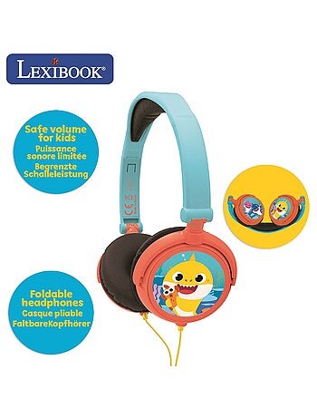 Auriculares plegables estéreo con cable baby shark con limitación segura del volumen