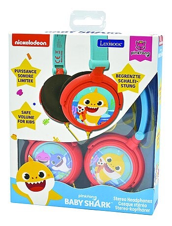 Auriculares plegables estéreo con cable baby shark con limitación segura del volumen