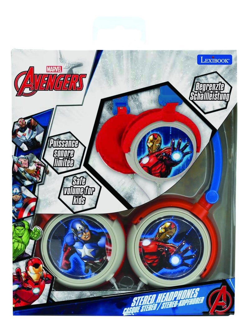 Auriculares plegables est?reo con cable Avengers con limitaci?n segura del volumen Azul - Kiabi