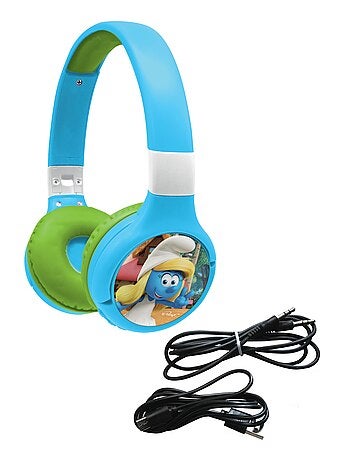 Auriculares Smurfs inalámbricos recargables luminosos con orejas de gato