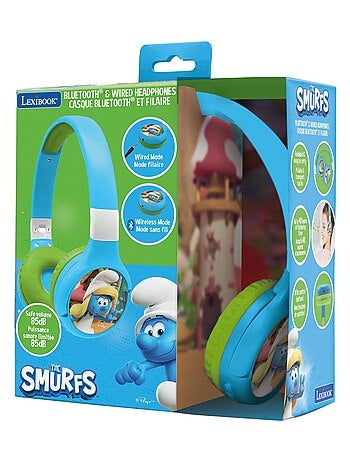 Auriculares Smurfs inalámbricos recargables luminosos con orejas de gato
