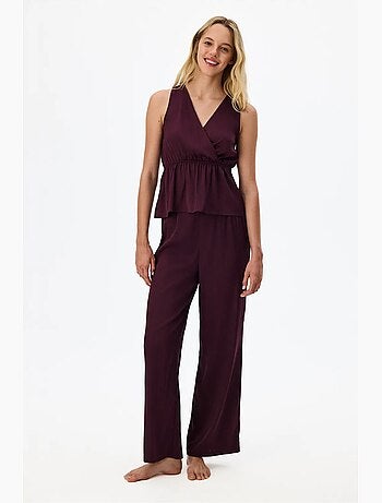 Aurora pantalón de pijama satinado floral penti