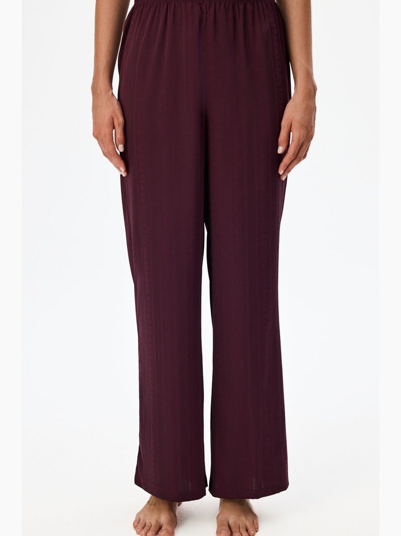 Aurora pantalón de pijama satinado floral penti Rojo burdeos - Kiabi