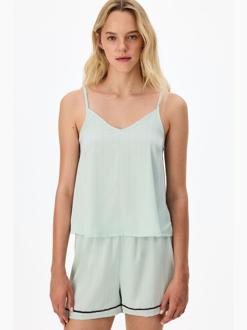 Aurora short de pijama satinado con flores penti Verde menta - Kiabi