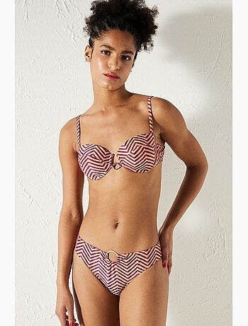 Aurora top de bikini sin tirantes con aros y rayas penti