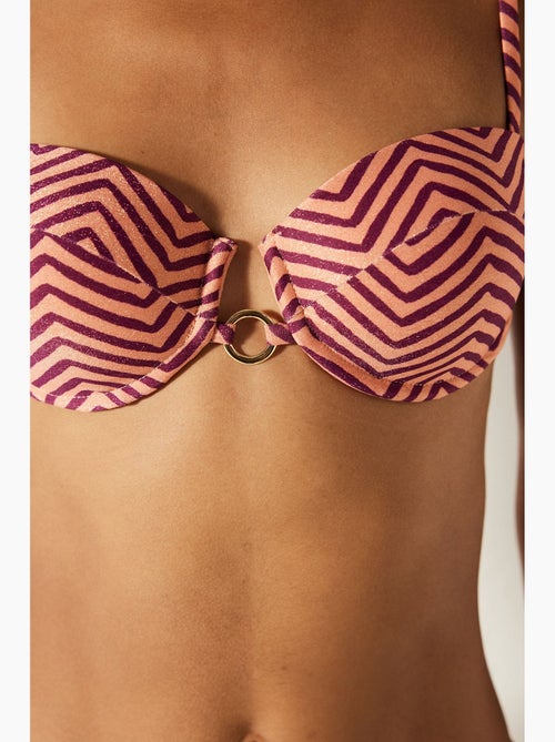 Aurora top de bikini sin tirantes con aros y rayas penti - Kiabi
