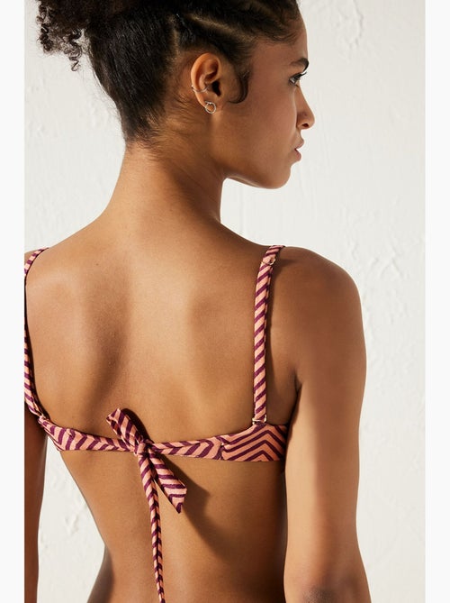 Aurora top de bikini sin tirantes con aros y rayas penti - Kiabi