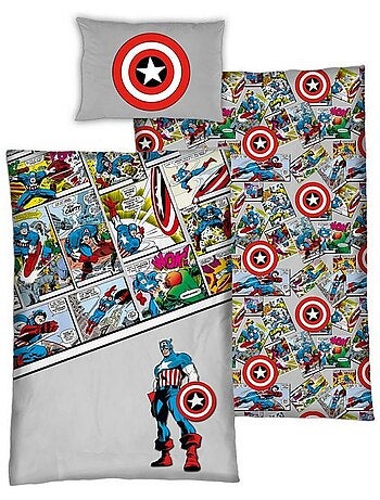 Avengers - juego de sabanas infantil algodón Captain America - Funda nórdica 140x200