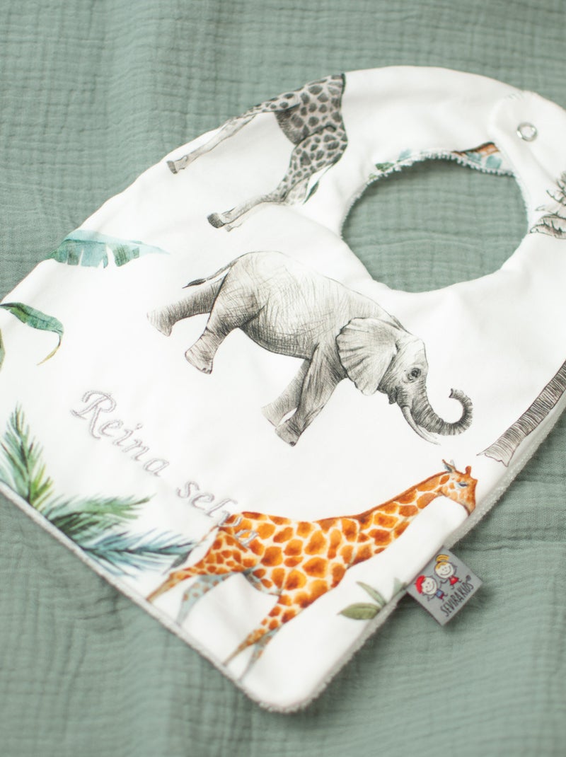 Babero de algodón y esponja, safari | SEVIRA KIDS Blanco - Kiabi
