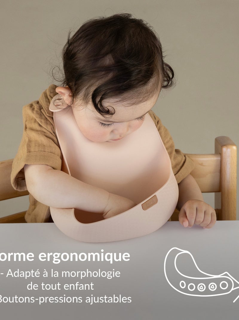 Babero de silicona con recogedor, difrax lovi | Difrax Beige - Kiabi