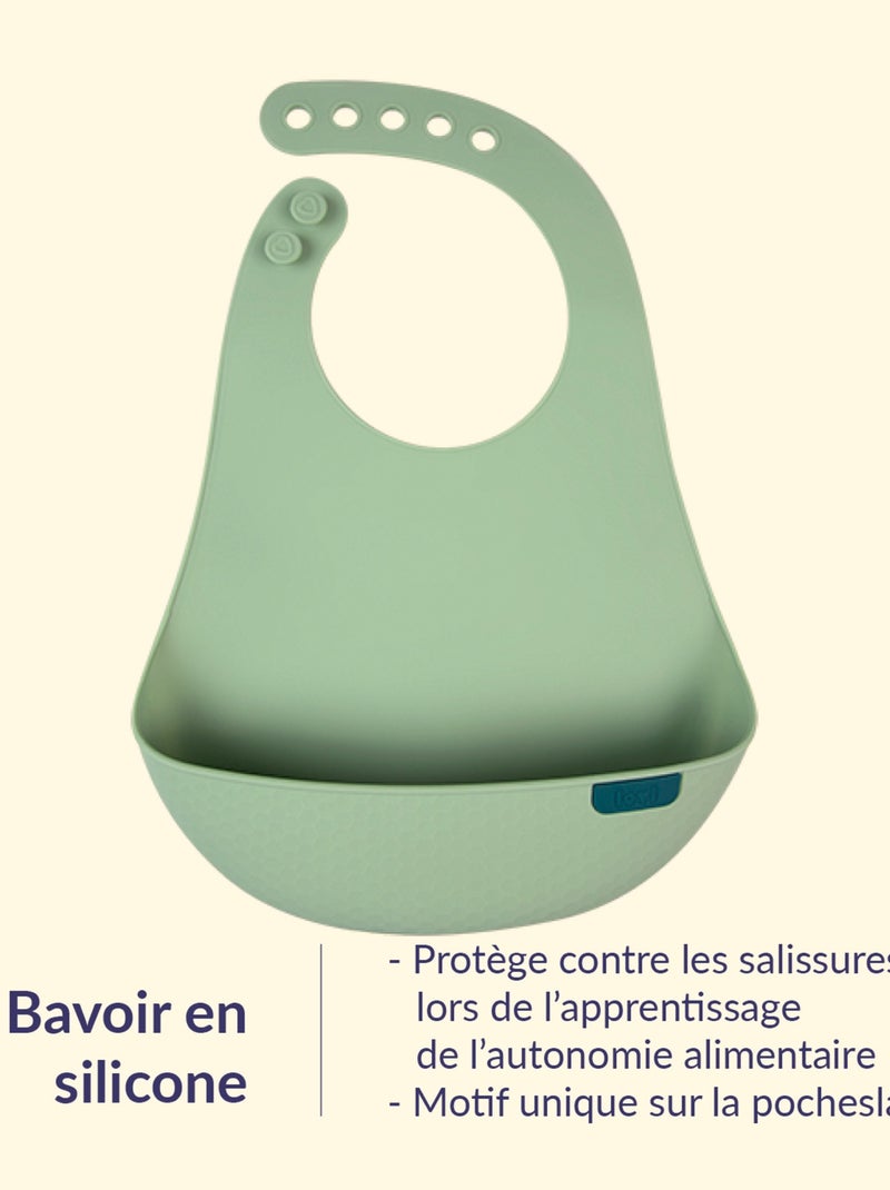 Babero de silicona con recogedor, difrax lovi | difrax Verde - Kiabi