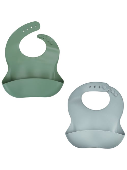 Babero de silicona Thermobaby, lote de 2, con bolsillo de recuperación de alimentos - Kiabi