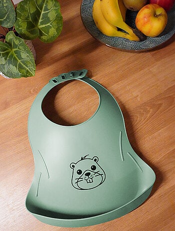 Babero impermeable ajustable BIBOU Castor Thermobaby con bolsillo de alimentación