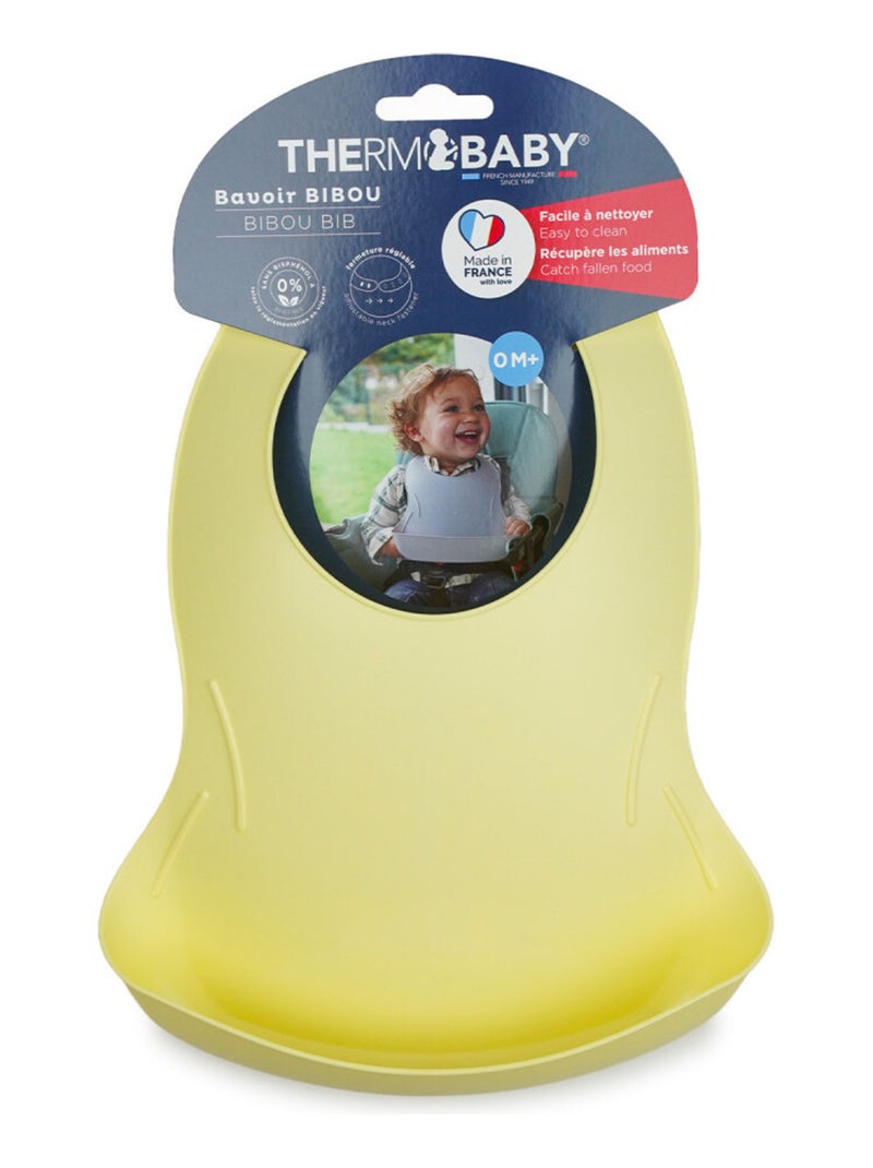 Babero impermeable Thermobaby Bibou con bolsillo recogecosas ajustable Amarillo limón - Kiabi