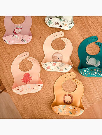 Babero recogedor de silicona - animales - Sassi Junior