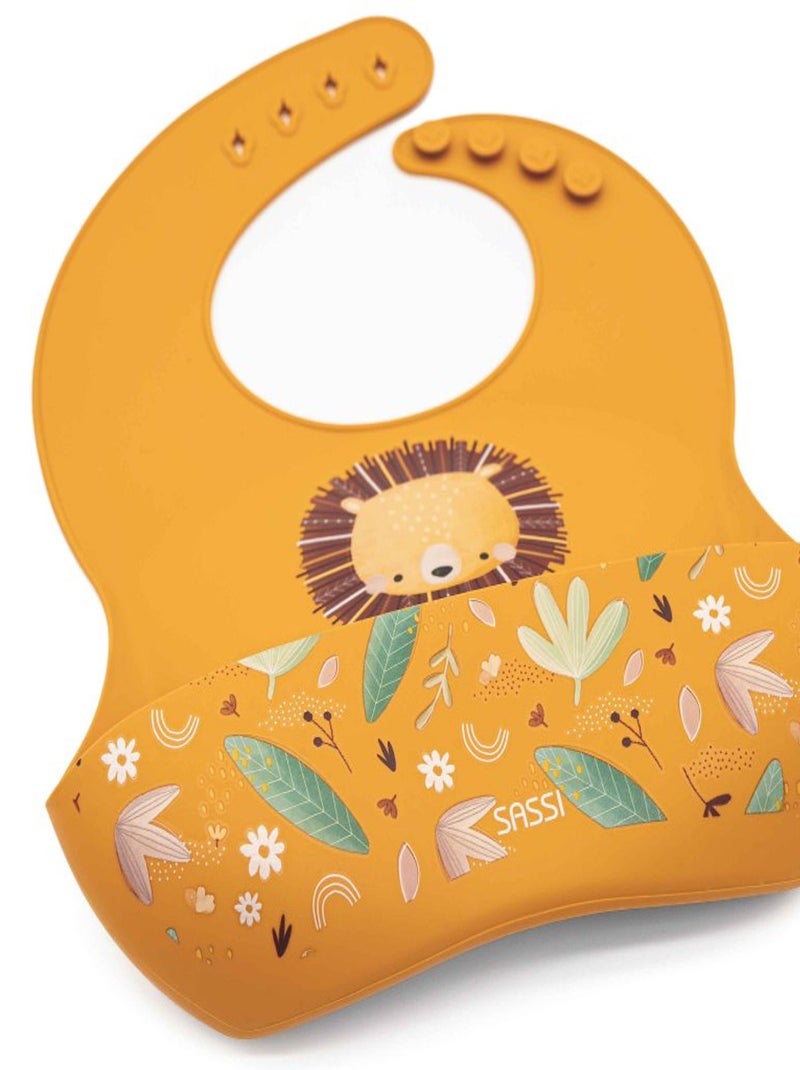 Babero recogedor de silicona - animales | Sassi Junior Naranja - Kiabi