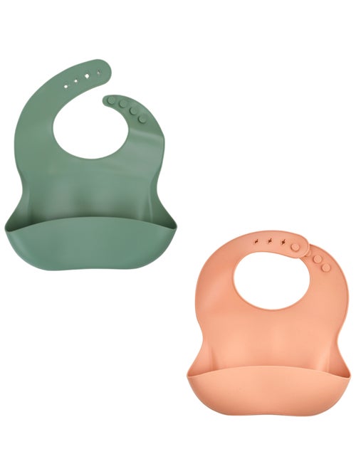 Baberos de silicona Thermobaby, lote de 2 impermeables y ajustables desde el nacimiento - Kiabi