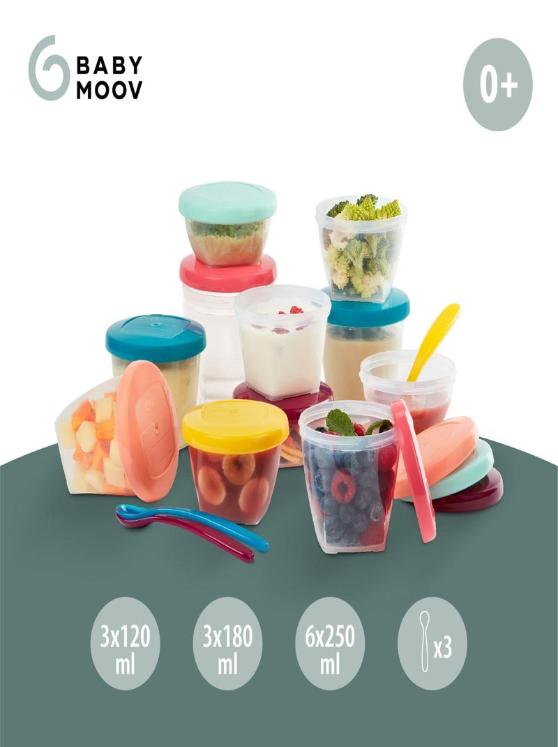 Babybols Kit XXL MultiSet: 12 tarros para conservar alimentos + 3 cucharas blandas «Babymoov» Transparente - Kiabi