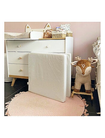 BABYCALIN - Colchón plegable para cuna bebé - Blanco - 60 x 120 cm