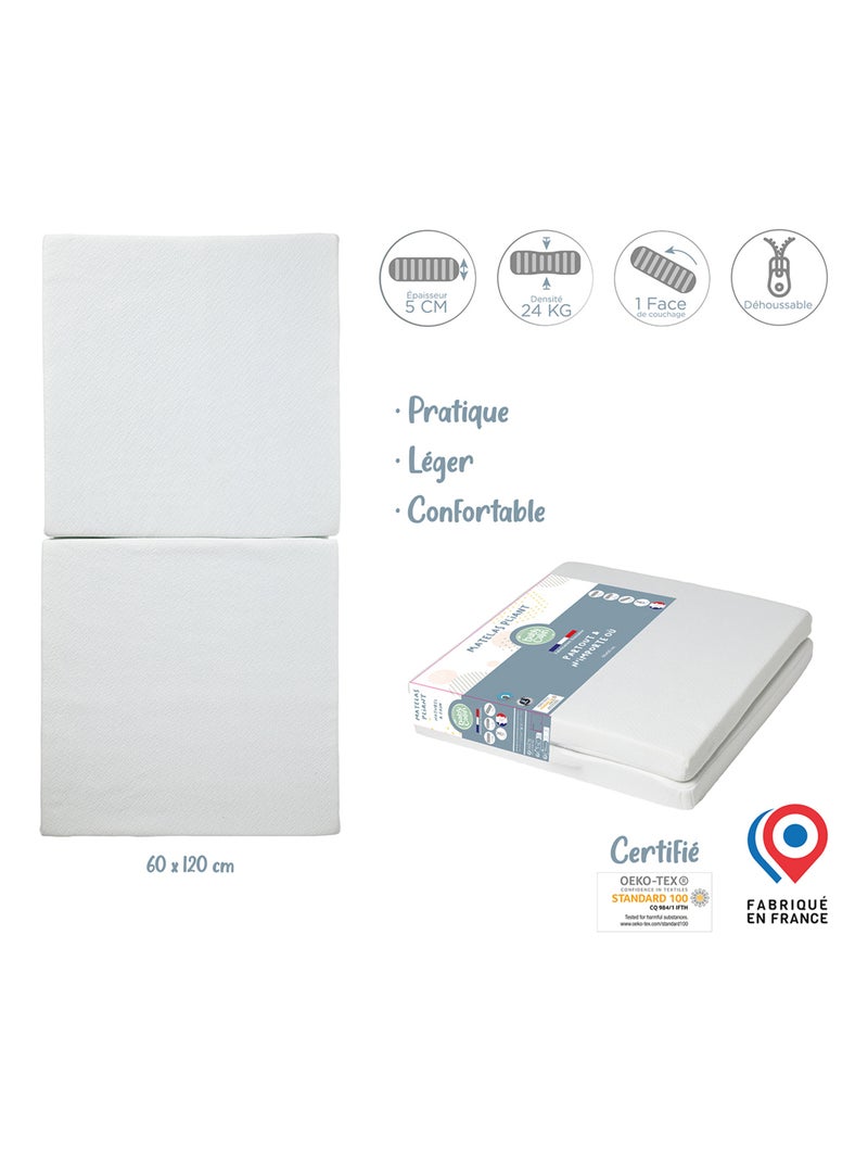 BABYCALIN - Colchón plegable para cuna bebé - Blanco - 60 x 120 cm Blanco - Kiabi