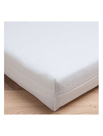 BABYCALIN - Sábana bajera para bebé 60 x 120 cm con cremallera - 100% poliéster impermeable - Blanco