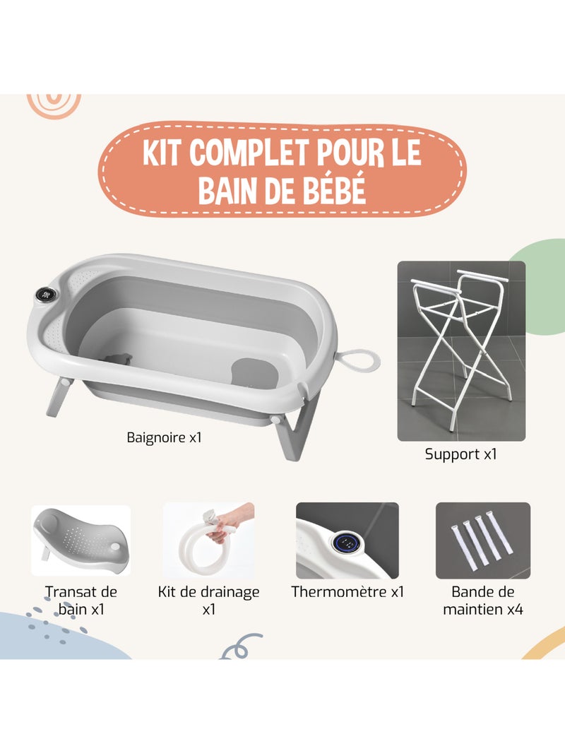 Ba?era plegable para beb?s con soporte - Kit completo | SUPERBE BEBE Gris - Kiabi