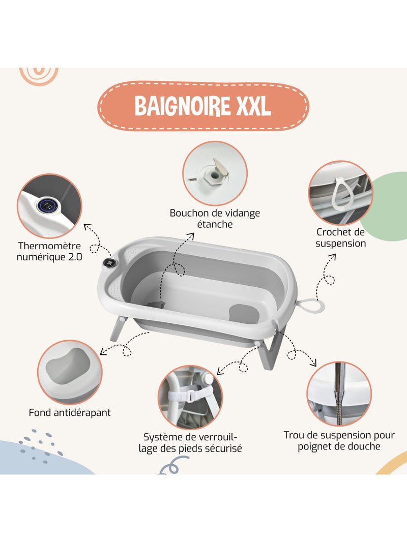 Ba?era plegable para beb?s con soporte - Kit completo | SUPERBE BEBE Gris - Kiabi