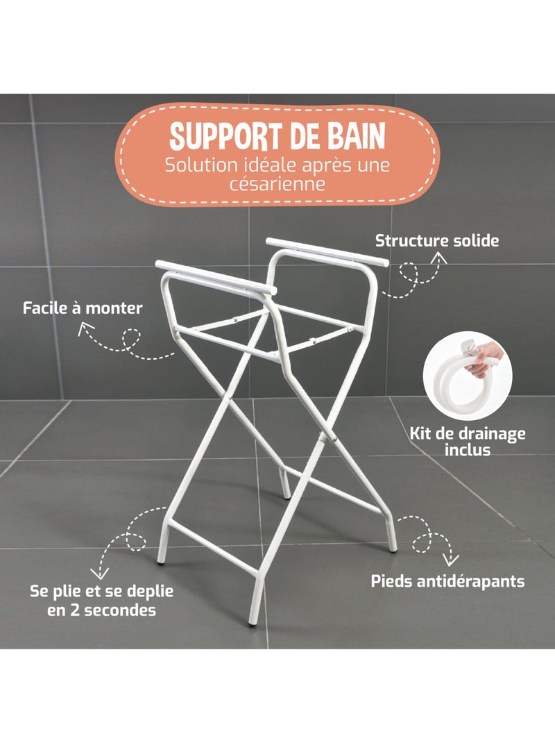 Ba?era plegable para beb?s con soporte - Kit completo | SUPERBE BEBE Gris - Kiabi