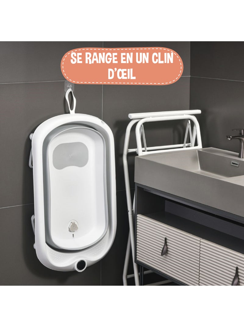 Ba?era plegable para beb?s con soporte - Kit completo | SUPERBE BEBE Gris - Kiabi