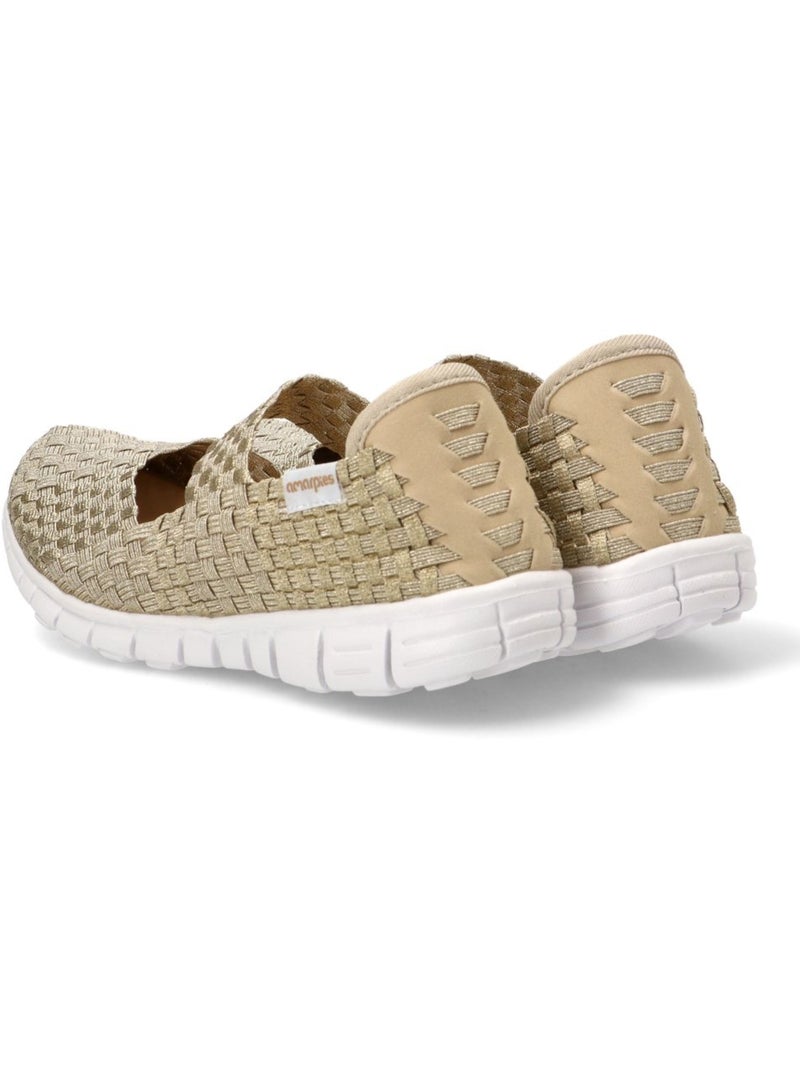 Bailarina Diario Mujer Suela Plana - Amarpies Beige/Blanco perlado/Platino - Kiabi