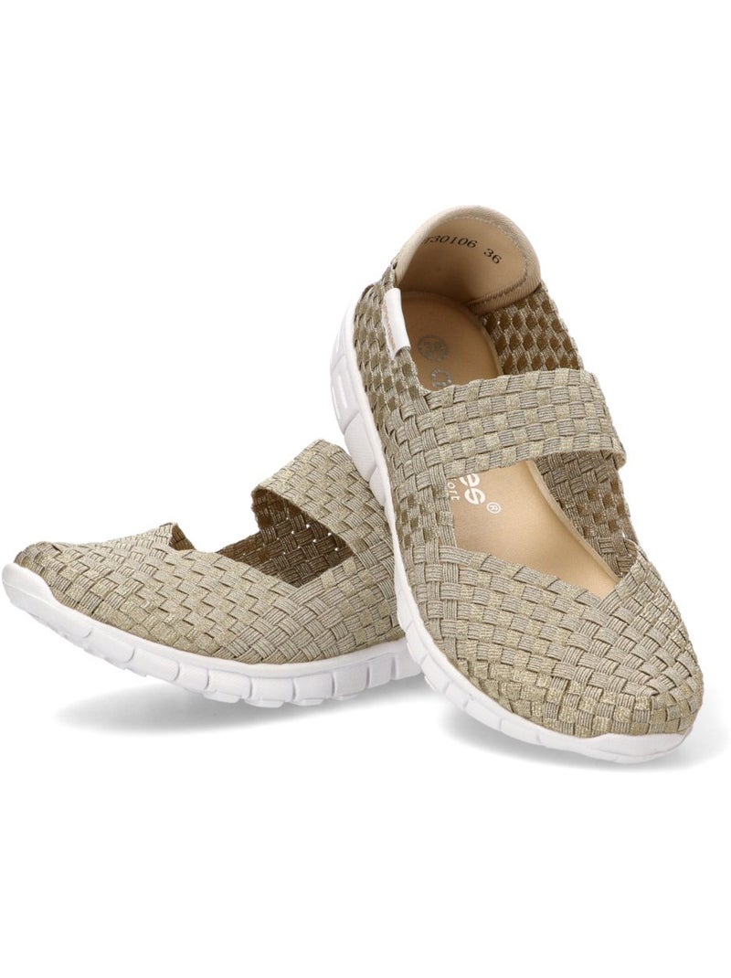 Bailarina Diario Mujer Suela Plana - Amarpies Beige/Blanco perlado/Platino - Kiabi