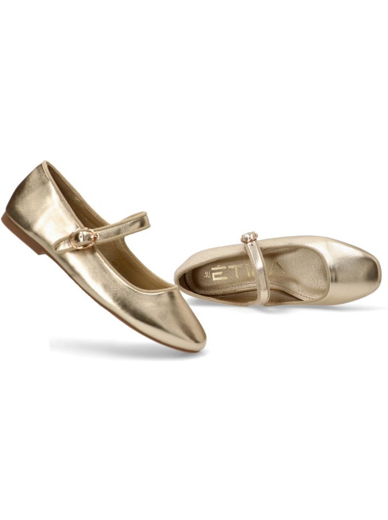 Bailarina Diario Mujer Suela Plana - Etika Oro - Kiabi