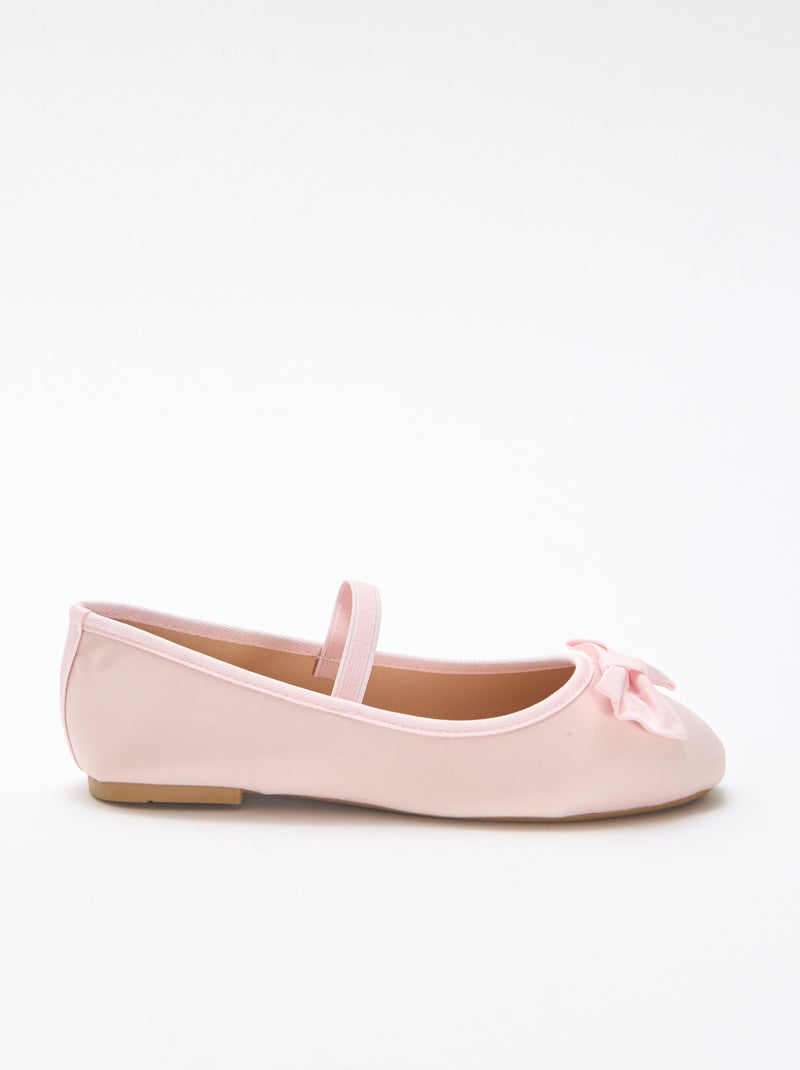 Bailarina plana lisa con lazo Rosa - Kiabi