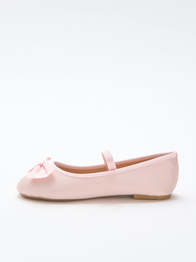 Bailarina plana lisa con lazo Rosa - Kiabi
