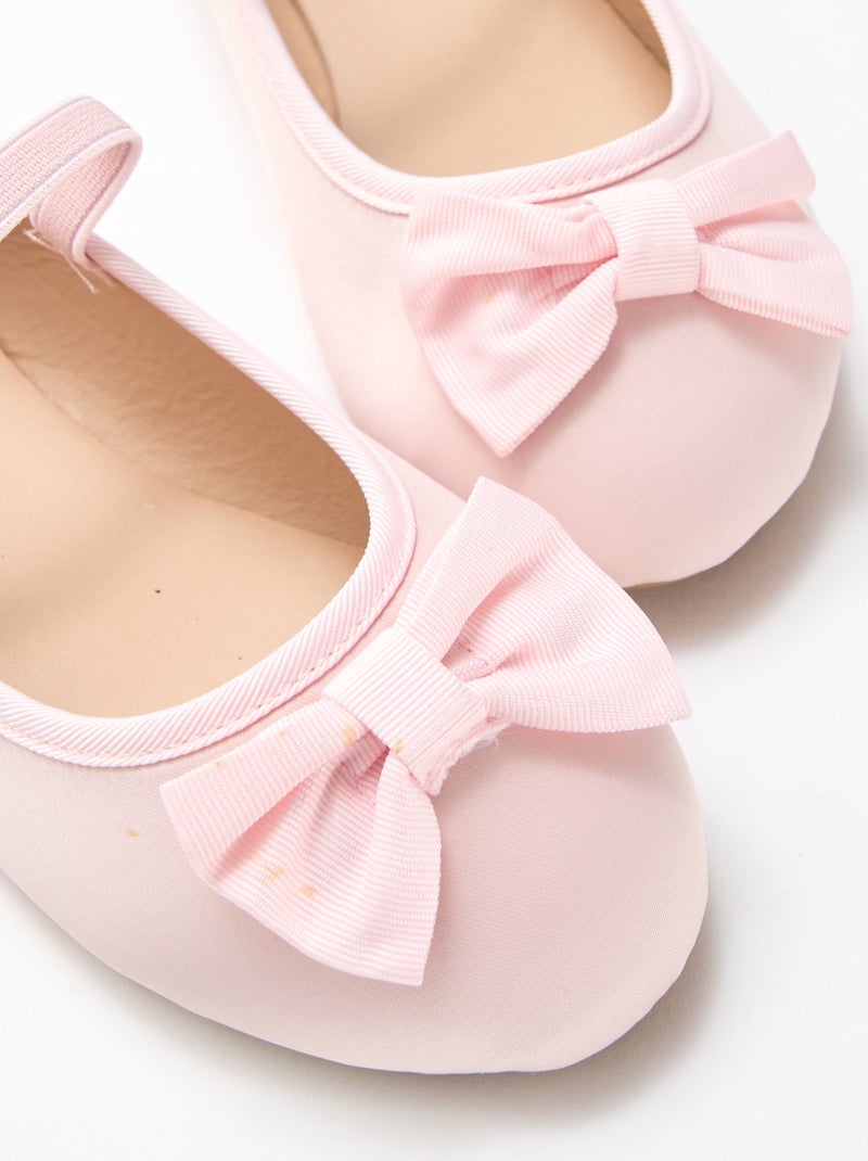 Bailarina plana lisa con lazo Rosa - Kiabi
